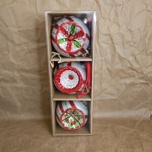 Kurt S. Adler  Set of 3 Glass Early Years Reflector Christmas Ornaments 3.5"